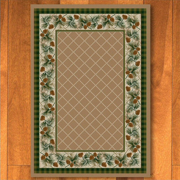 3' x 4' Evergreen Sandstone Pinecones Nature Rectangle Scatter Rug