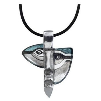 Limited Edition Grey Blue Atle Crystal Necklace By Mats Jonasson