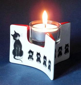 Cats in a Row l 'Alignment Ceramic Tea Light Candle Holder by Dubout