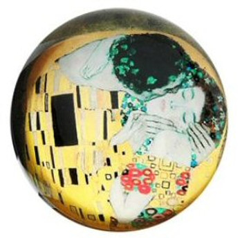 The Kiss Glass Paperweight by Gustav Klimt