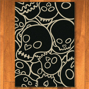 4' x 5' Head Banger Skulls Black Rectangle Rug