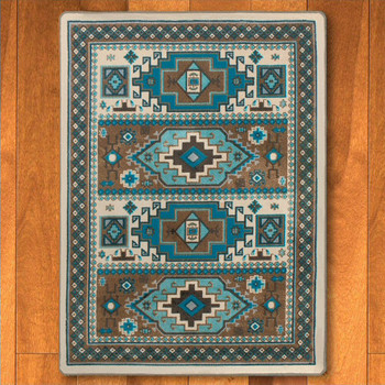 4' x 5' Indigo Turquoise Southwest Rectangle Rug