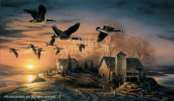 Sundown Canada Geese Canvas Giclee Art Print Wall Art