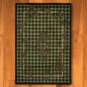 4' x 5' Wooded Pines Green Nature Rectangle Rug