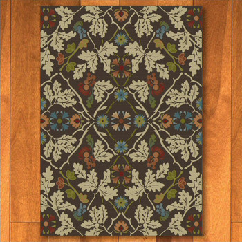 4' x 5' Infinity Oak Leaves Brown Nature Rectangle Rug