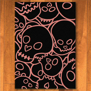 5' x 8' Head Banger Skulls Pink Rectangle Rug