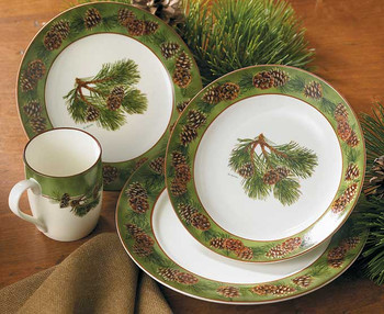 Pinecone Ceramic Dinnerware Set 16 Piece