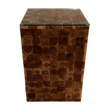 Teak Wood Tile Square Accent Table