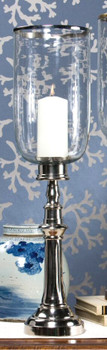 Nickel Column Hurricane with Clear Glass and Rim