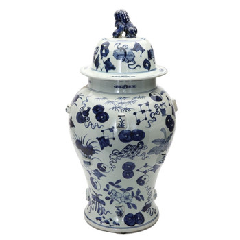 Blue and White Porcelain Temple Jar