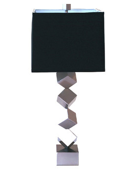 Nickel Stacked Cube Iron Table Lamp with Shade
