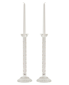 Teardrop Cut Crystal Taper Candle Holders, Set of 2