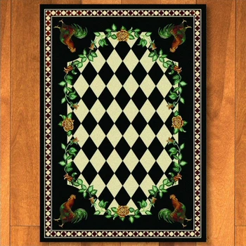 5' x 8' High Country Rooster Black Rectangle Rug