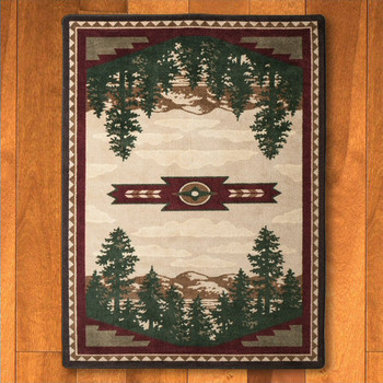 5' x 8' Autumn Point Mountain Scene Nature Rectangle Rug