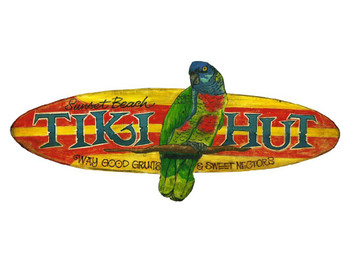 Custom Sunset Beach Tiki Hut Vintage Style Metal Sign