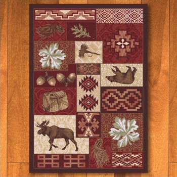 5' x 8' Bear Creek Lodge Red Wildlife Rectangle Rug