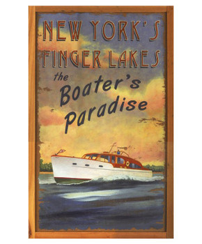 Custom New York Finger Lakes Boaters Paradise Vintage Style Metal Sign