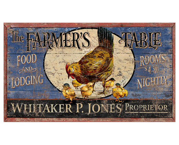 Custom Farmer's Table Food & Lodging Vintage Style Metal Sign