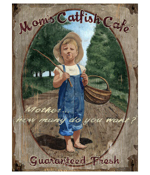 Custom Mom's Catfish Cafe Vintage Style Metal Sign