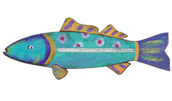 Funky Blue Fish Vintage Style Metal Sign