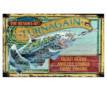 Custom Trout Fishing Resort Vintage Style Metal Sign