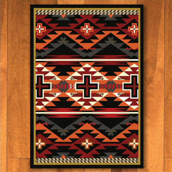 8' x 11' Rustic Cross Black Southwest Rectangle Rug