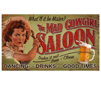 Custom The Mad Cowgirl Saloon Vintage Style Metal Sign