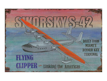 Custom Sikorsky S-42 Flying Clipper Vintage Style Wooden Sign