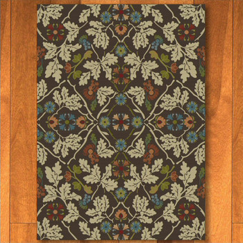 8' x 11' Infinity Oak Leaves Brown Nature Rectangle Rug