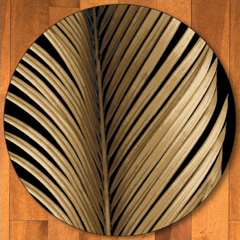 8' Tropical Leaf Study Black Round Rug