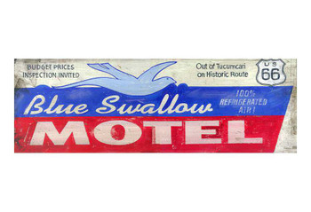 Custom Blue Swallow Motel Vintage Style Wooden Sign