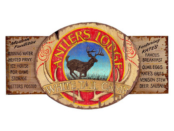 Custom Antlers Lodge Vintage Style Wooden Sign