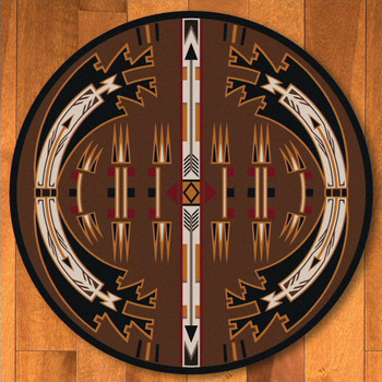 8' Horse Thieves Brown Southwest Round Rug