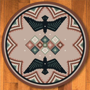 8' Sunset Dance Bird Symbol Southwest Round Rug