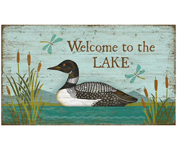 Custom Welcome to the Lake Loon Bird Vintage Style Wooden Sign