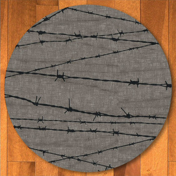 8' Barbed Wire Natural Western Round Rug
