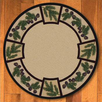 8' Valley Forest Nature Pinecones Round Rug