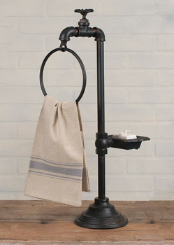 Rustic Brown Spigot Soap Dish and Hand Towel Holder
