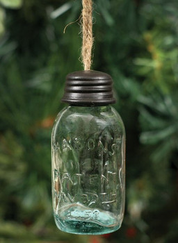 3.5" Hanging Mason Jar Glass Christmas Tree Ornaments, Set of 4