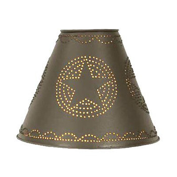 Medium Western Star Punched Tin Lamp Shade - Rustic Brown