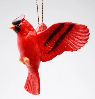 Cardinal Bird Christmas Tree Ornaments, Set of 4