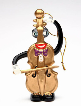 Musical Muse Violin Christmas Tree Ornament by Ed Sussman, Set of 4