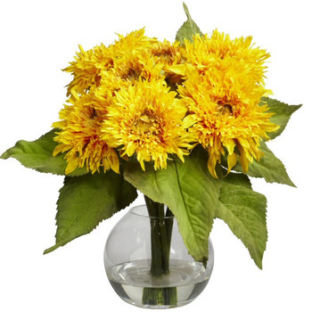 Nearly Natural Golden Sunflower Candelabrum Silk Flower Arrangement