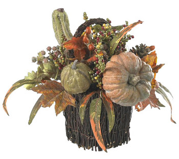 Fall Pumpkin and Berry Table Arrangement