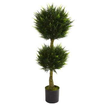 4' Silk Double Ball Cypress Topiary UV Resistant Indoor Outdoor