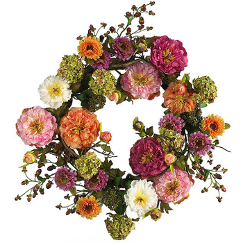 24" Mixed Peony Wreath