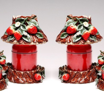 Large Strawberry Candle Jar Holder and Shade, Set of 2