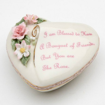 Friend Porcelain Heart Box with Flowers