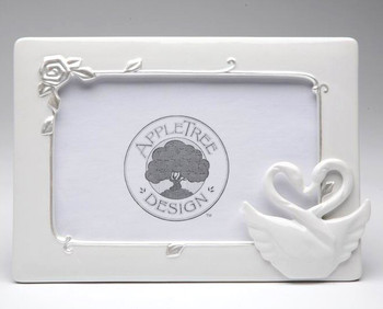 Swan Couple Porcelain Picture Frame, Set of 2