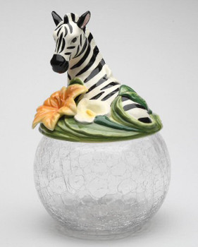 Zebra Glass Cookie Jar